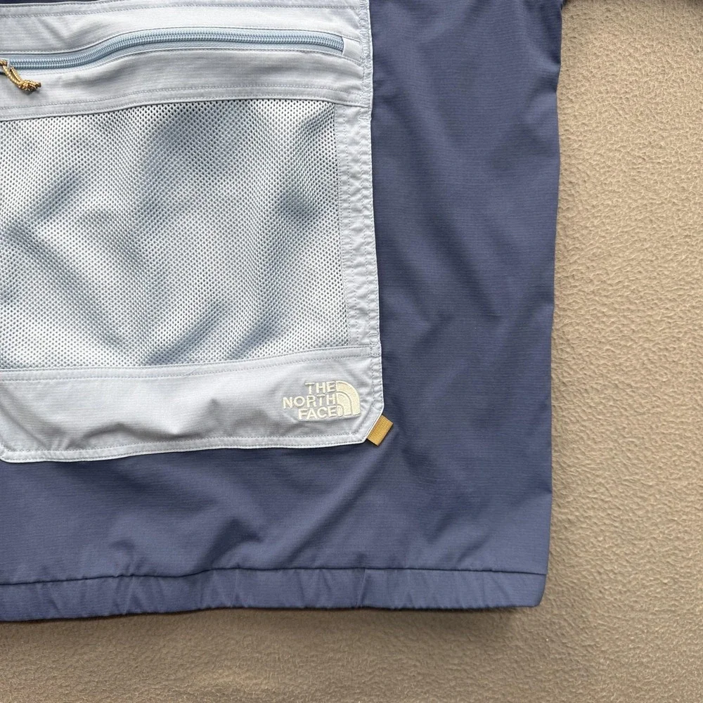 The North Face Jacket Mens Medium Blue Colorblock Hooded 1/4 Zip Windbreaker